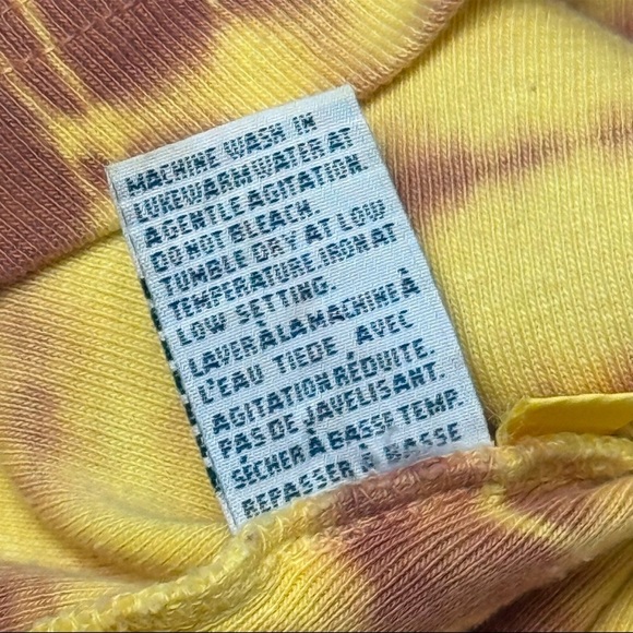 Santa Barbara Yellow and Brown Tie-Dye Beaded Scoop Neck Long Sleeve Top Medium - Picture 11 of 14